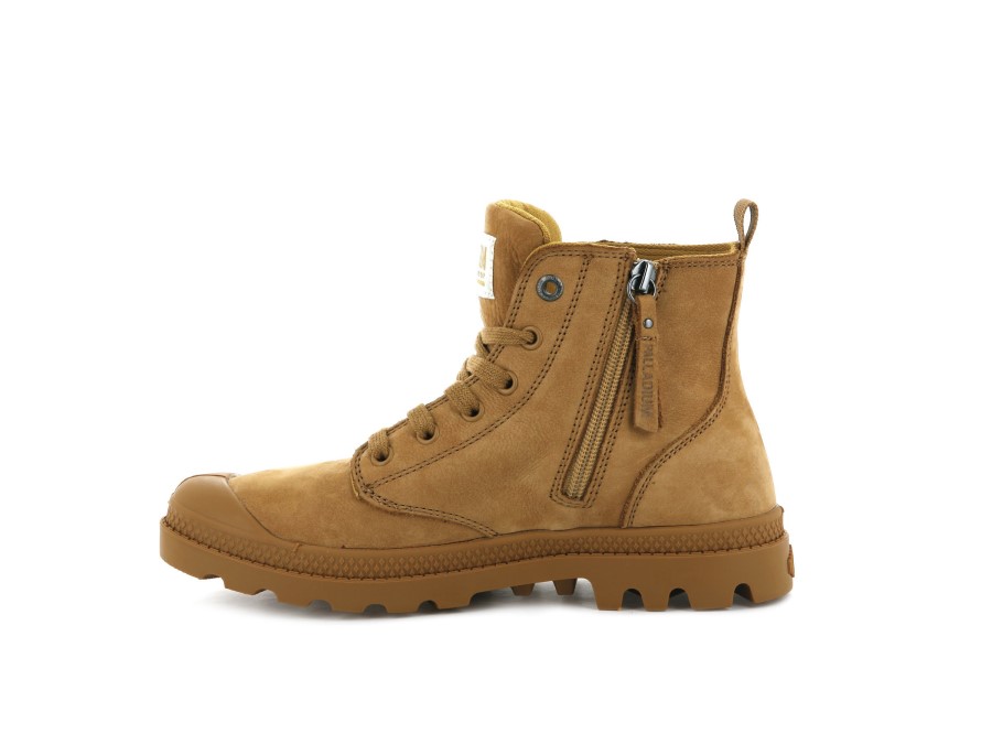 Palladium Pampa Hi Zip Nubuck Amber Gold